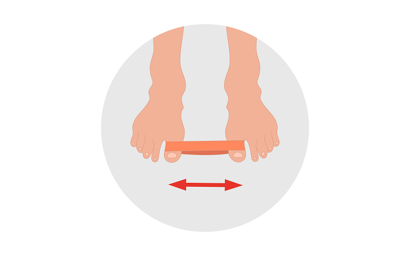 Illustration showing a toe exercise to help manage bunions.